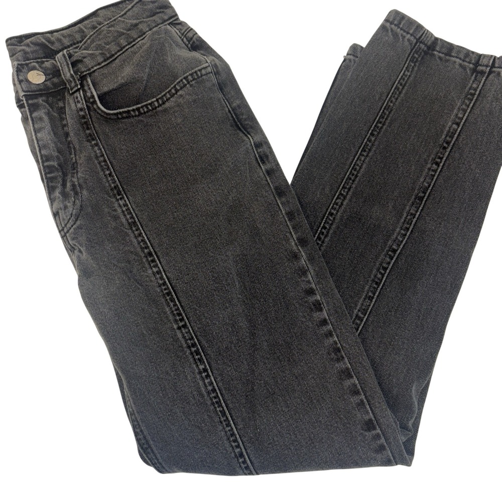 Washed Black High Waisted Straight Leg Seam Front Jeans Made in Turkey Size 25